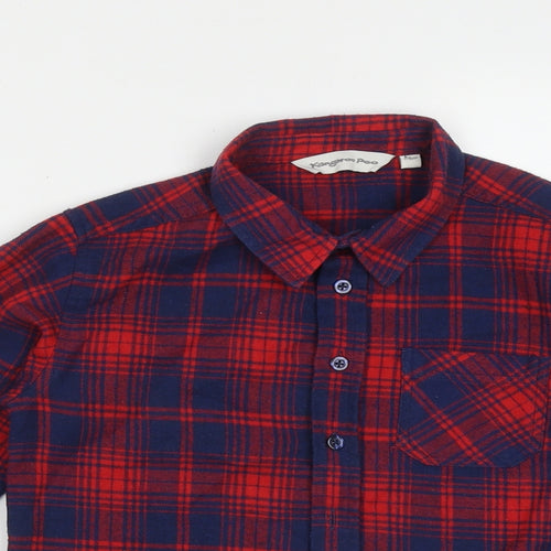Kangaroo Boys Red Check Cotton Basic Button-Up Size 7-8 Years Collared Button