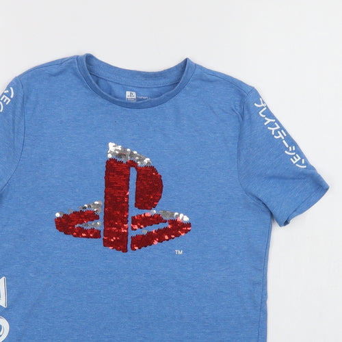 PlayStation Girls Blue  Polyester Basic Polo Size 7-8 Years Crew Neck
