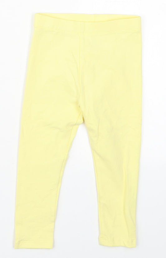 NEXT Girls Yellow  Cotton Carrot Trousers Size 2-3 Years  Regular