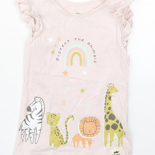 George Girls Pink Solid Cotton Top Pyjama Top Size 3-4 Years  Pullover - Respect the Animals