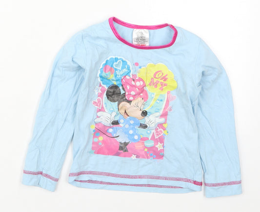 Preworn Girls Blue Solid Cotton Top Pyjama Top Size 2-3 Years  Pullover - Minnie Mouse