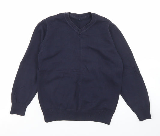 George Boys Blue V-Neck  Cotton Pullover Jumper Size 6-7 Years   - School Wear