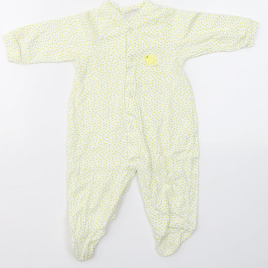 MINIMODA Baby White Geometric Cotton Babygrow One-Piece Size 9-12 Months  Button - Stars/elephant