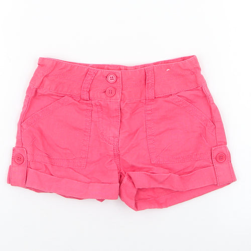 NEXT Girls Pink  Linen Bermuda Shorts Size 4 Years  Regular Zip