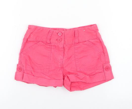 NEXT Girls Pink  Linen Bermuda Shorts Size 4 Years  Regular Zip
