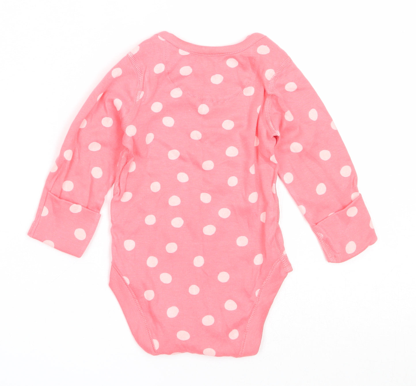 Marks and Spencer Girls Pink Polka Dot Cotton Babygrow One-Piece Size 0-3 Months