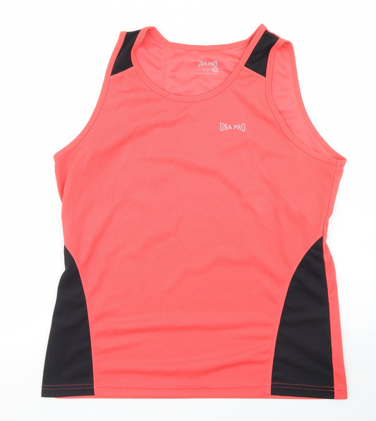 USA Pro Womens Pink  Polyester Basic Tank Size 16 Round Neck