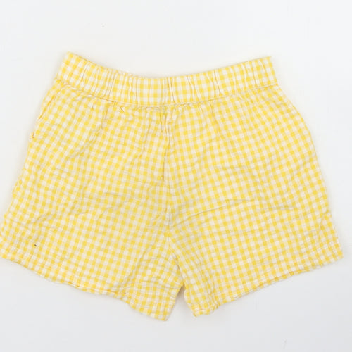 F&F Girls Yellow Check Cotton Mom Shorts Size 6-7 Years  Regular