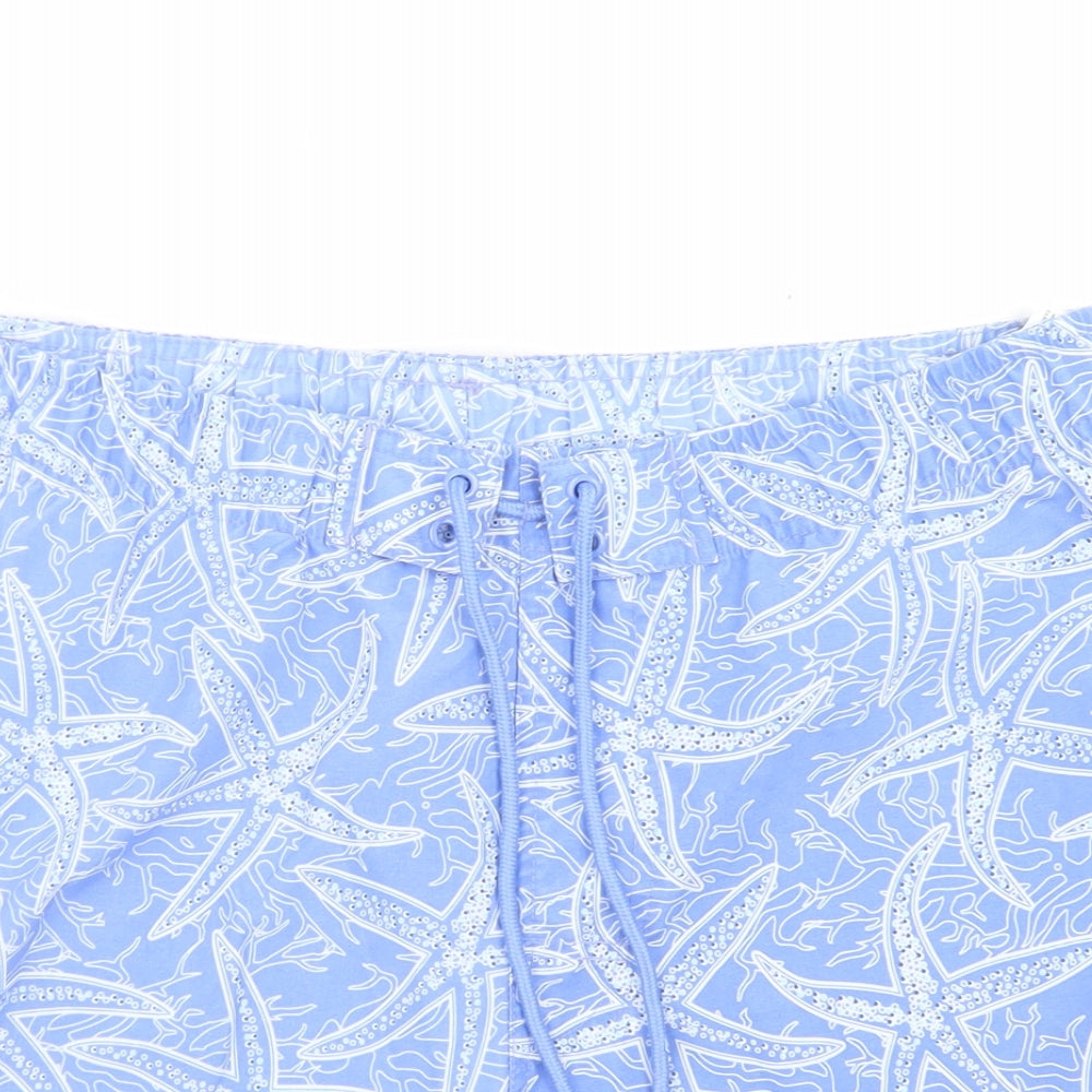 Cherokee Mens Blue Floral Polyester Athletic Shorts Size S  Regular Drawstring - Inside Leg 4 Inches