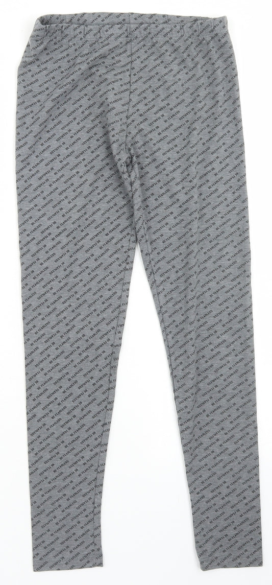 Primark Girls Grey Spotted Polyester Capri Trousers Size 8-9 Years  Regular  - Be Fearless