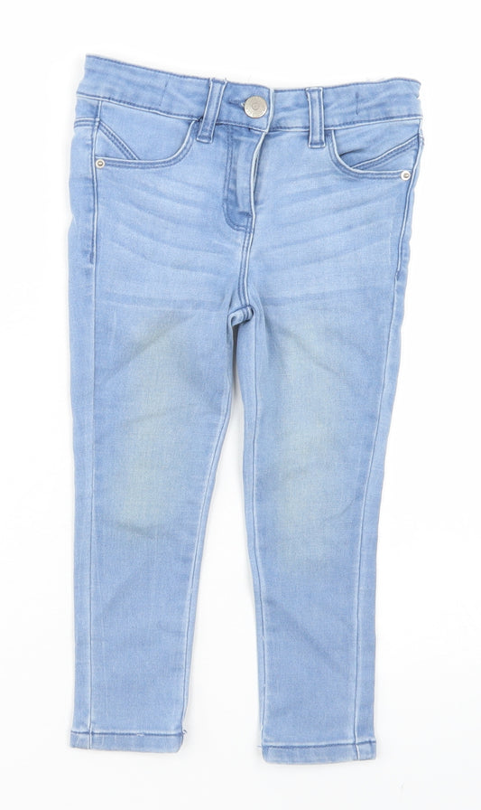 Matalan Girls Blue  Cotton Skinny Jeans Size 4 Years  Regular Button