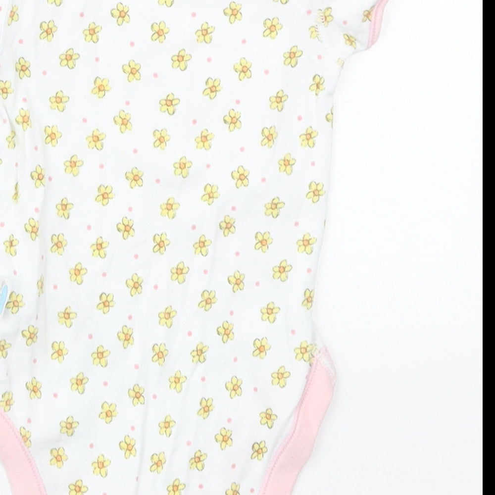 Marks and Spencer Girls Multicoloured Floral Cotton Babygrow One-Piece Size 3-6 Months  Button