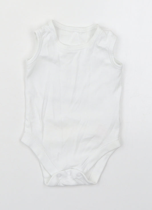 F&F Baby White  Cotton Babygrow One-Piece Size 3-6 Months  Button