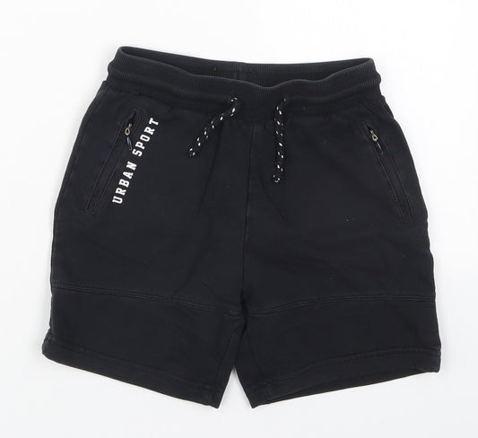 Matalan Boys Black  Cotton Sweat Shorts Size 6 Years  Regular Drawstring - Urban Sport