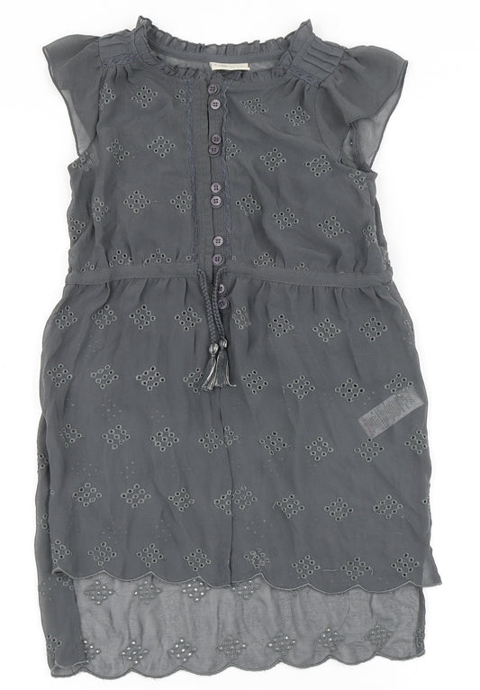 NEXT Girls Grey  100% Polyester A-Line  Size 7 Years  Round Neck Button - Built in vest