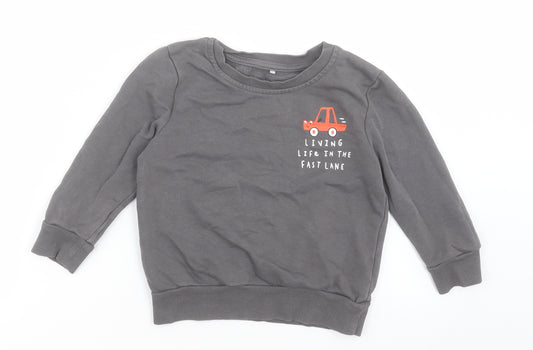 George Boys Grey Crew Neck  Cotton Pullover Jumper Size 2-3 Years  Pullover - living life in the fast lane