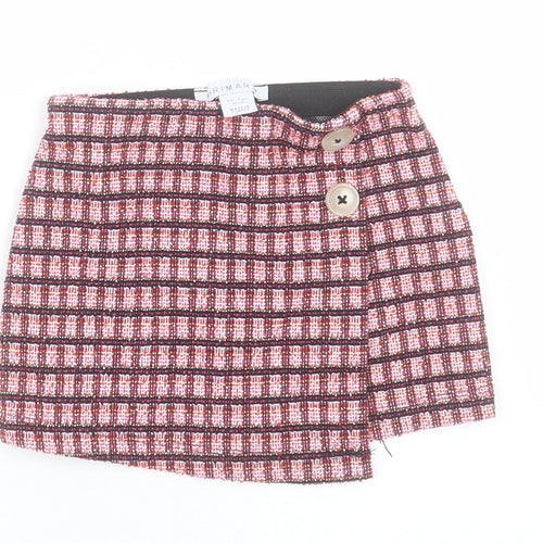 Primark Girls Pink Check Polyester A-Line Skirt Size 2 Years  Regular Button
