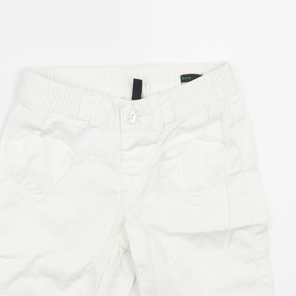 Benetton Class  Girls White  100% Cotton Chino Trousers Size 3-4 Years  Regular Button