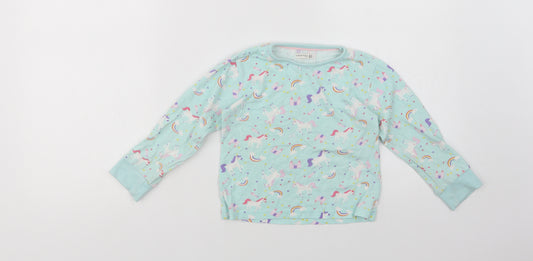 Crafted Girls Green Geometric Cotton Top Pyjama Top Size 3-4 Years   - Unicorns And Rainbows