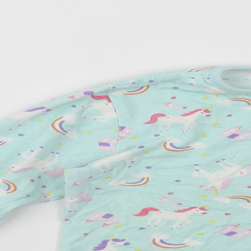 Crafted Girls Green Geometric Cotton Top Pyjama Top Size 3-4 Years   - Unicorns And Rainbows
