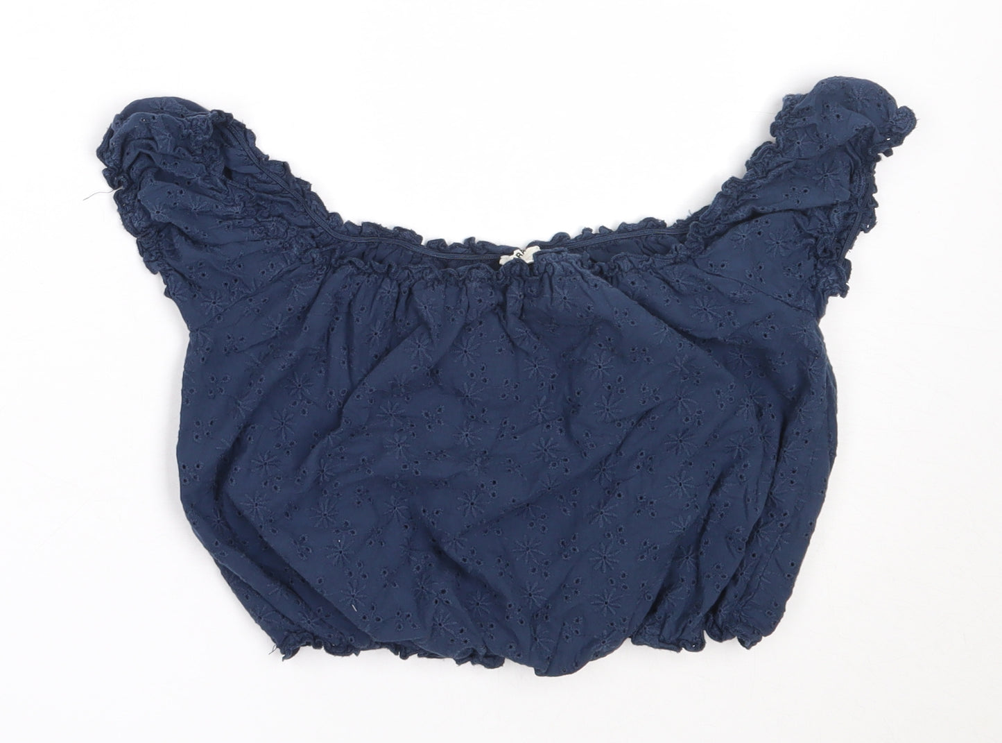 Garage Womens Blue  Cotton Cropped Blouse Size S Off the Shoulder