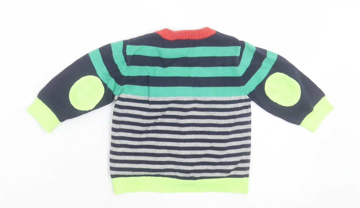 Seed Boys Multicoloured Striped Cotton Cardigan Jumper Size 3-6 Months  Button