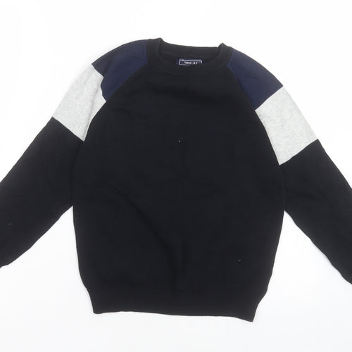 NEXT Boys Black Crew Neck Striped Cotton Pullover Jumper Size 9 Years  Pullover