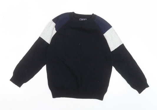 NEXT Boys Black Crew Neck Striped Cotton Pullover Jumper Size 9 Years  Pullover