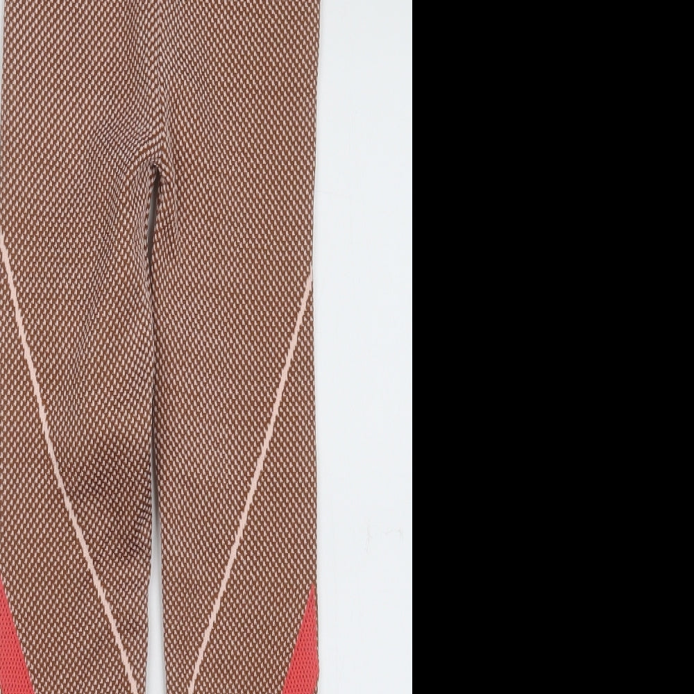 Stradivarius Womens Pink Geometric Polyester Capri Leggings Size S L28 in