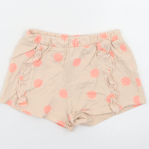 Matalan Girls Beige Polka Dot Cotton Sweat Shorts Size 5-6 Years  Regular