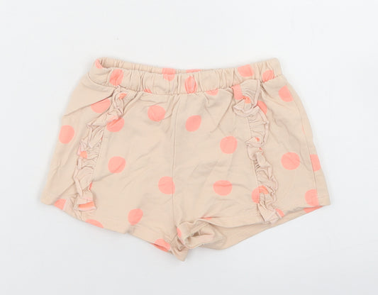 Matalan Girls Beige Polka Dot Cotton Sweat Shorts Size 5-6 Years  Regular