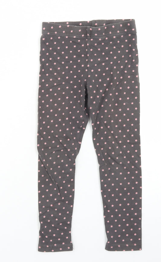 F&F Girls Grey Spotted Cotton Jogger Trousers Size 5-6 Years  Regular  - Star Print