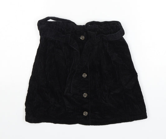 NEXT Girls Black  Cotton A-Line Skirt Size 9 Years  Regular Button