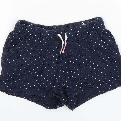 H&M Girls Blue Polka Dot Cotton Sweat Shorts Size 8 Years  Regular Drawstring