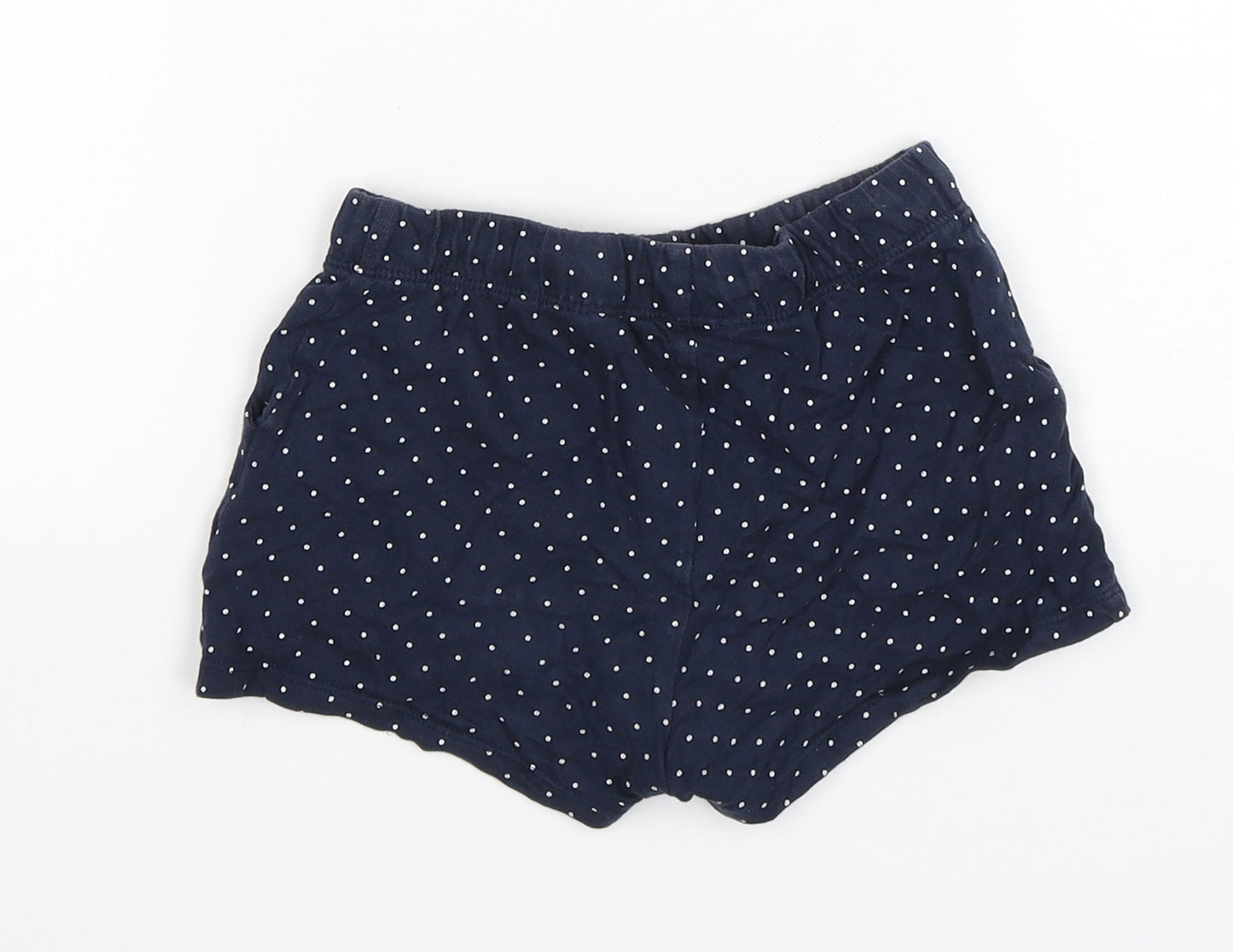 H&M Girls Blue Polka Dot Cotton Sweat Shorts Size 8 Years  Regular Drawstring