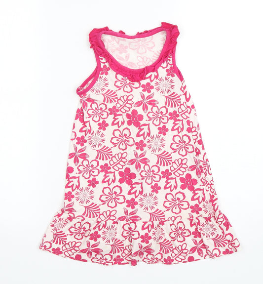 Dunnes Stores Girls Multicoloured Floral Cotton A-Line  Size 4 Years  Round Neck