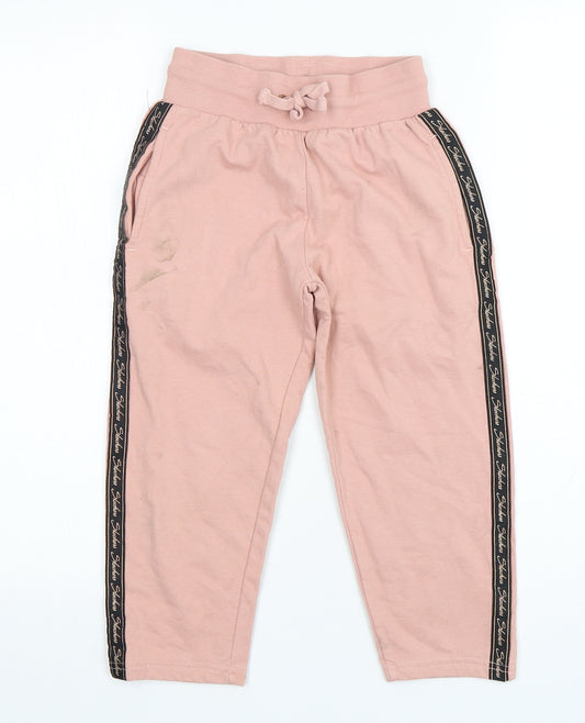 Skechers Girls Pink  Cotton Sweatpants Trousers Size 6-7 Years  Regular