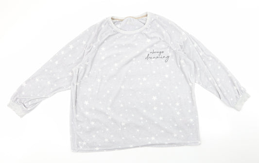 Primark Womens Grey Geometric Polyester Top Pyjama Top Size L   - Always dreaming