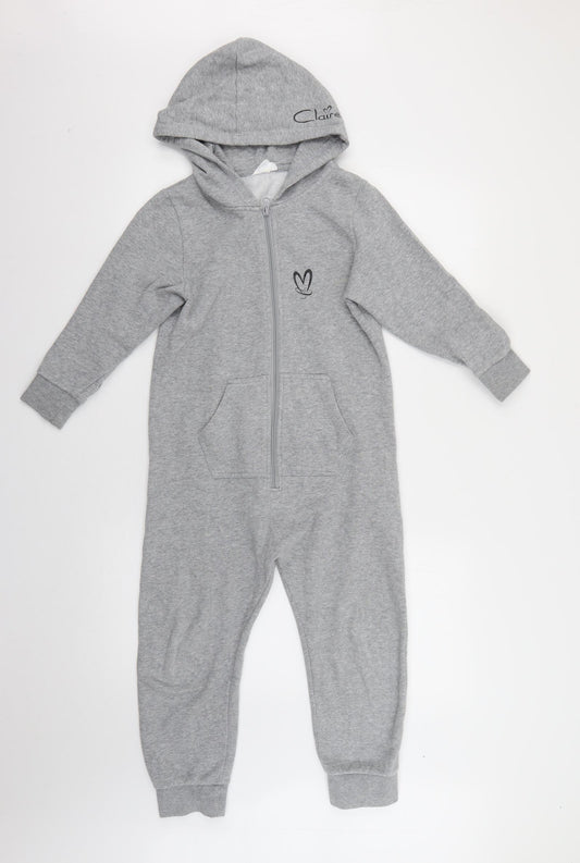 Comfy Co. Girls Grey  Cotton Romper One-Piece Size 5-6 Years  Zip - Jasmine Claire a bella