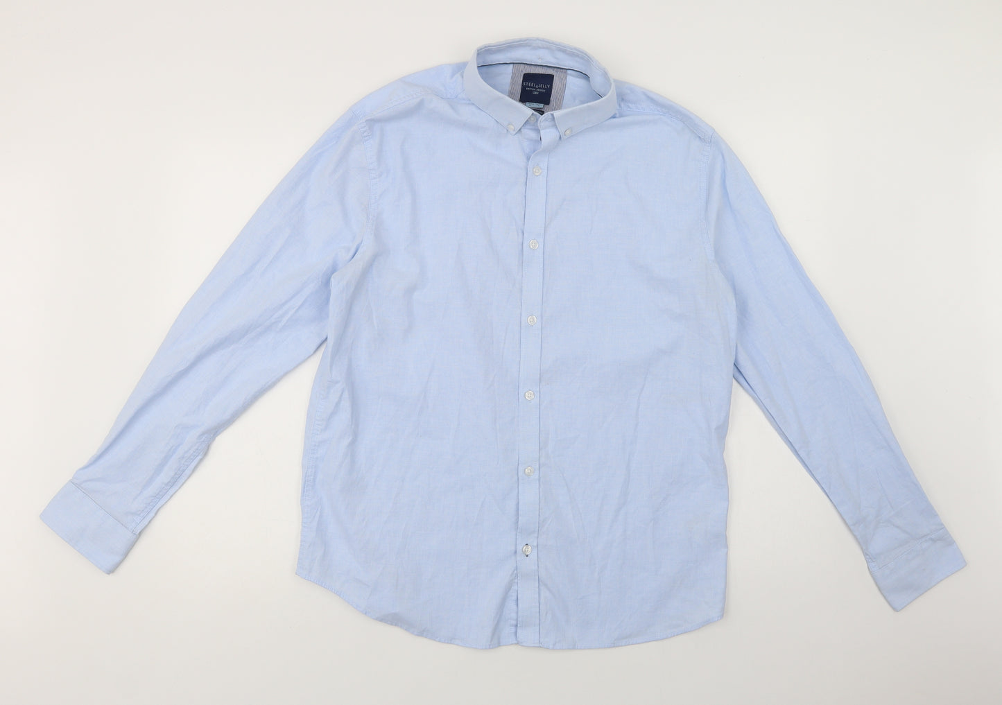Steel & Jelly Mens Blue  Cotton  Button-Up Size M Collared Button
