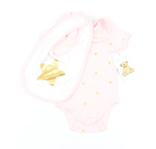 Rene Rofe Girls Pink  100% Cotton Babygrow One-Piece Size 0-3 Months  Snap - Stars