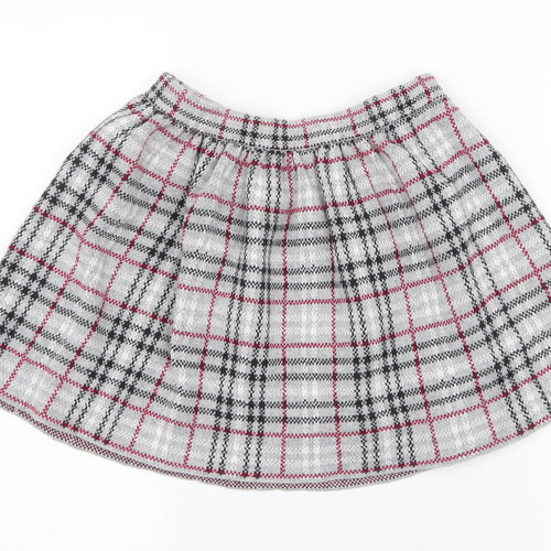 Preworn Girls Multicoloured Plaid 100% Cotton A-Line Skirt Size 7-8 Years  Regular Pull On