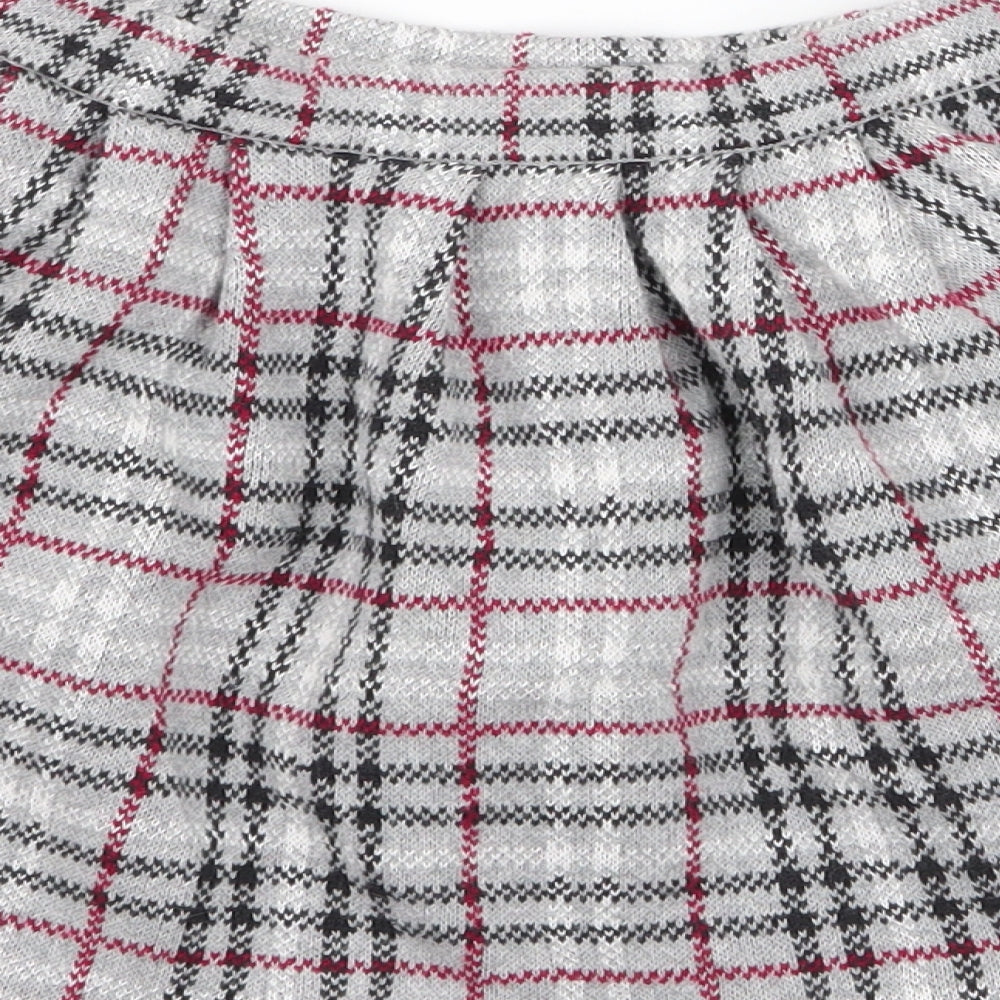 Preworn Girls Multicoloured Plaid 100% Cotton A-Line Skirt Size 7-8 Years  Regular Pull On