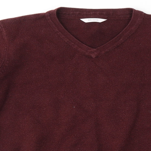 John Lewis Boys Red V-Neck  Acrylic Pullover Jumper Size 9-10 Years