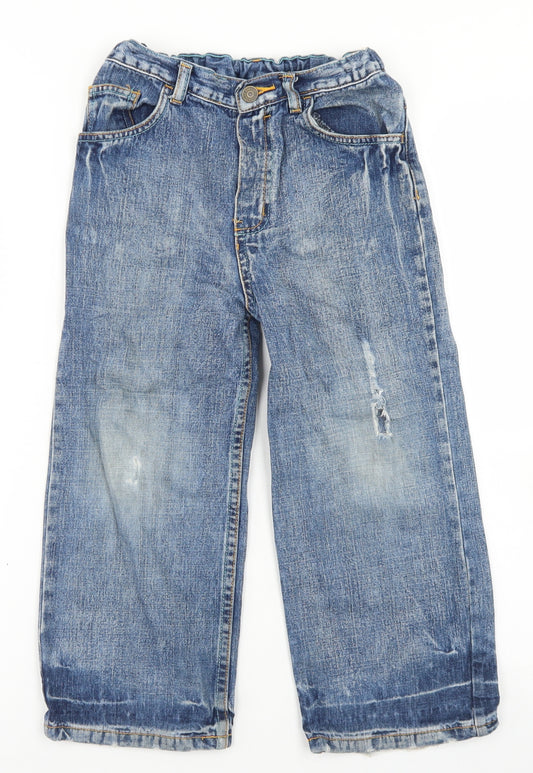 Cherokee Boys Blue  Cotton Wide-Leg Jeans Size 4-5 Years  Regular Button - Distressed