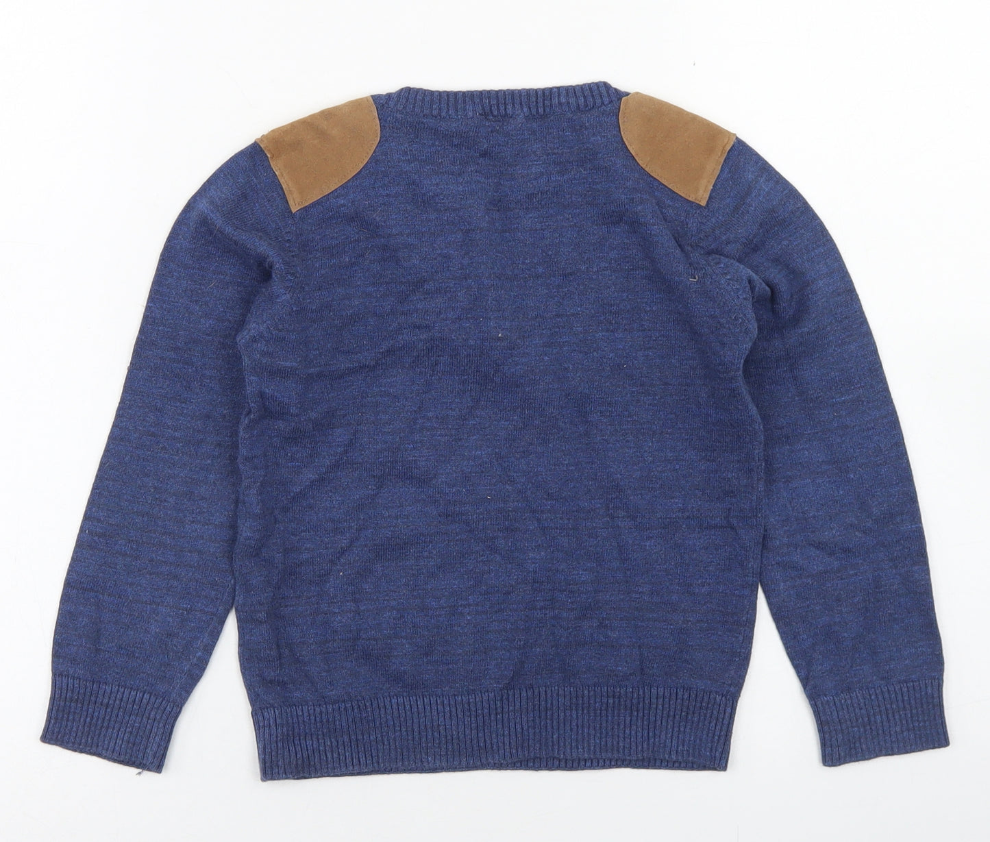 F&F Boys Blue Henley  Cotton Pullover Jumper Size 5-6 Years