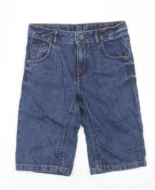 Mothercare Boys Blue  Cotton Bermuda Shorts Size 6 Years  Regular Snap