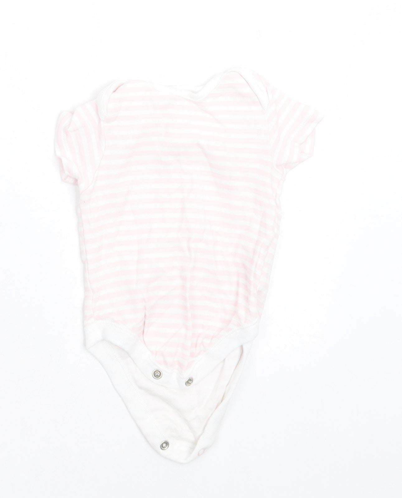 F&F Girls Pink Striped Cotton Babygrow One-Piece Size 0-3 Months  Button