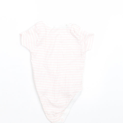 F&F Girls Pink Striped Cotton Babygrow One-Piece Size 0-3 Months  Button