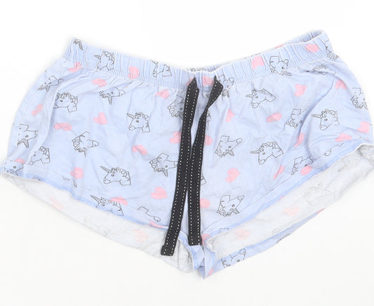 Primark Womens Blue Geometric Cotton Cami Sleep Shorts Size M  Tie - unicorn pattern